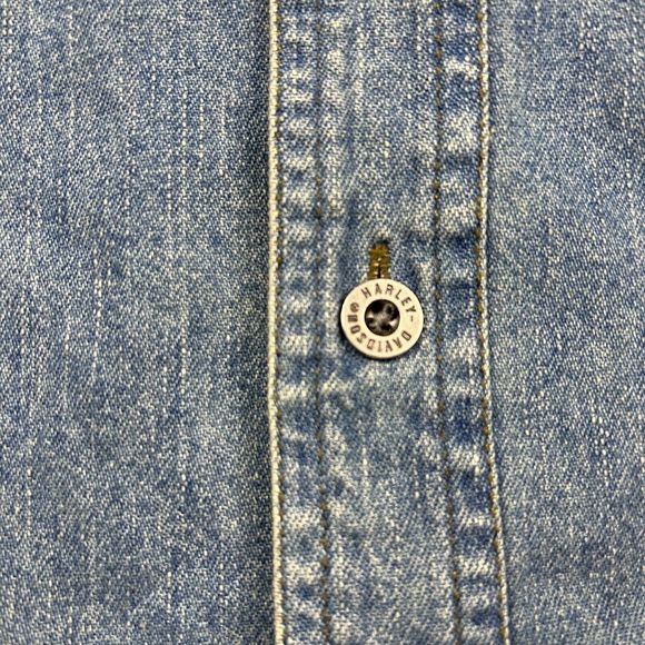 Harley Davidson Denim Jean Vest Mens 3XL Motorcycle Embroidered Logo Spokane - Picture 3 of 9